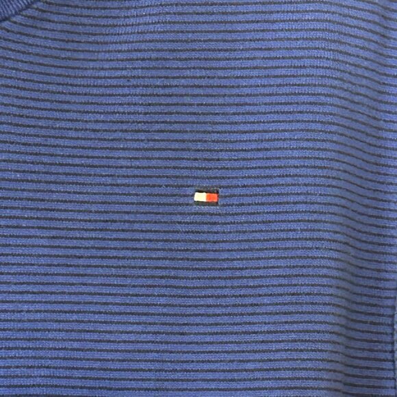 Tommy Hilfiger Men’s Blue Black Striped Pullover V Neck Sweater Size 2X - Picture 3 of 8